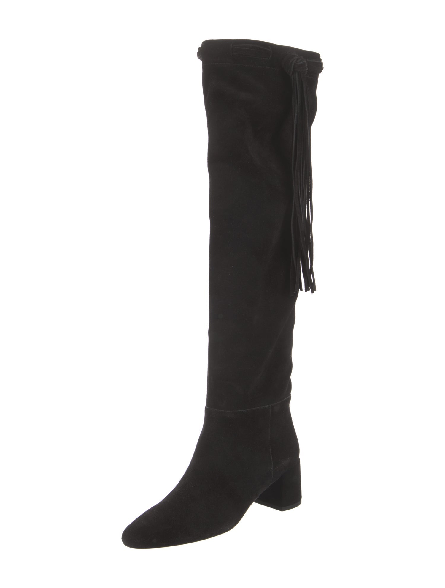 Saint Laurent Suede Fringe Trim Accent Boots