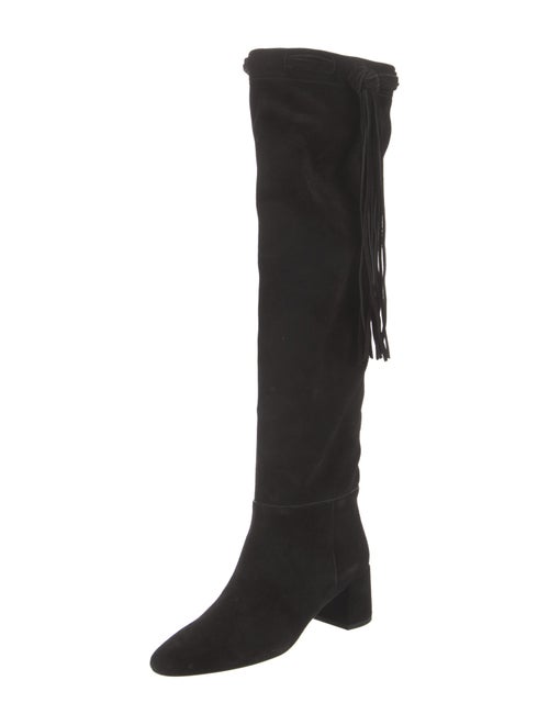 Saint Laurent Suede Fringe Trim Accent Boots
