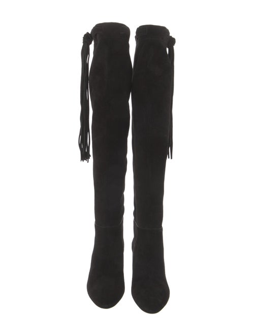 Saint Laurent Suede Fringe Trim Accent Boots