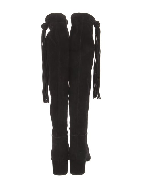 Saint Laurent Suede Fringe Trim Accent Boots