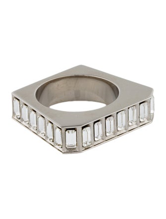 Saint Laurent Crystal Square Band Ring