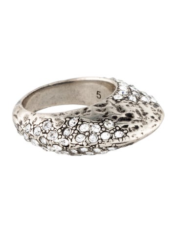 Saint Laurent Band Crystal Bague Oeuf Arty Ring 5