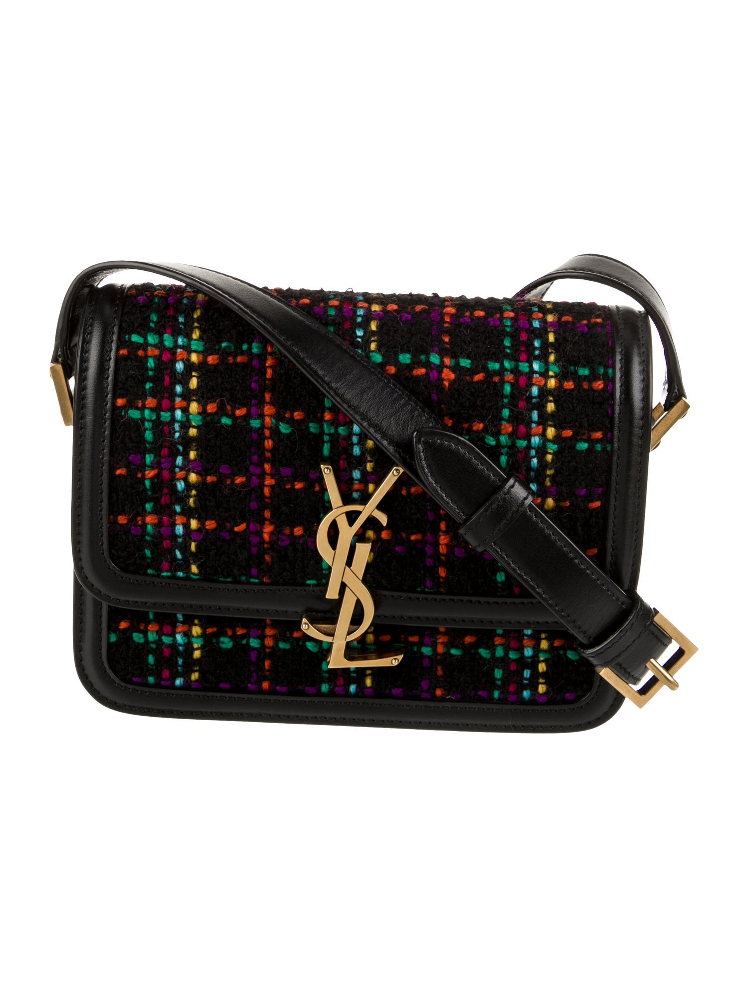 Saint Laurent Wool Shoulder Bag Small 2021 Black Shoulder Bags