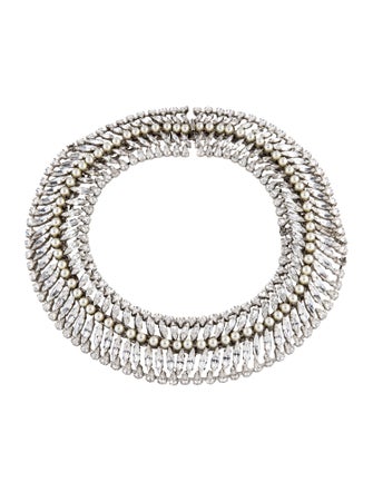 Saint Laurent Faux Pearl & Crystal Necklace