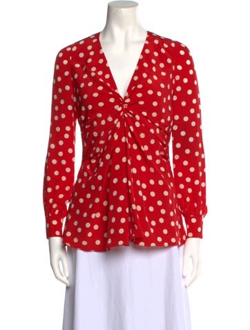 Saint Laurent Tops Silk Polka Dot Print Blouse Us6, Fr38 | M