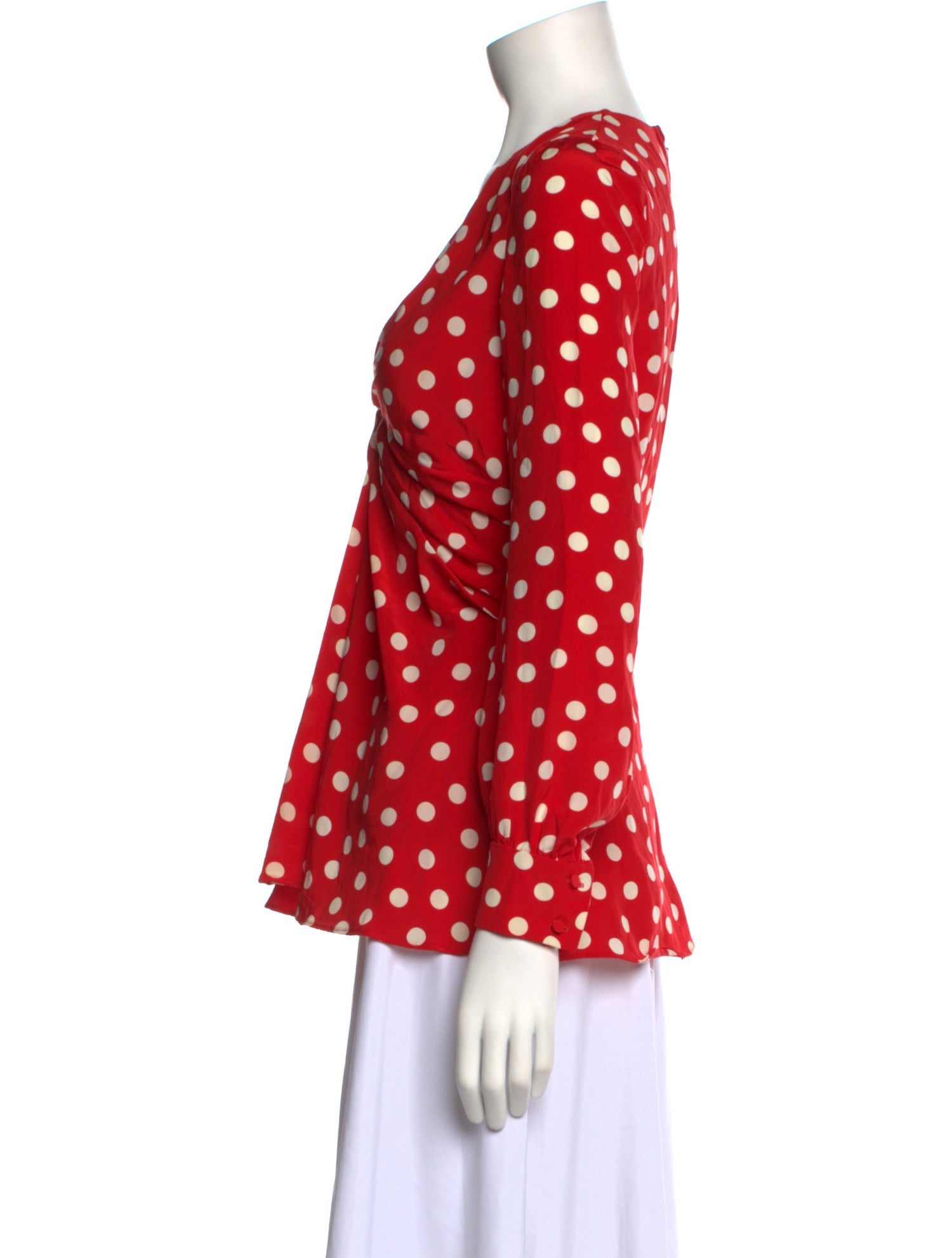 Saint Laurent Silk Polka Dot Print Blouse