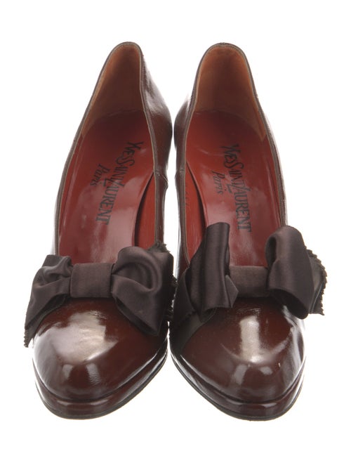 Saint Laurent Patent Leather Bow Accents Pumps