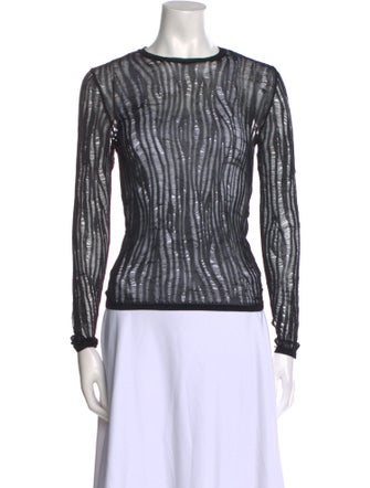 Saint Laurent Striped Crew Neck Top