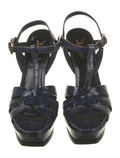 Saint Laurent Embossed Leather T-Strap Sandals