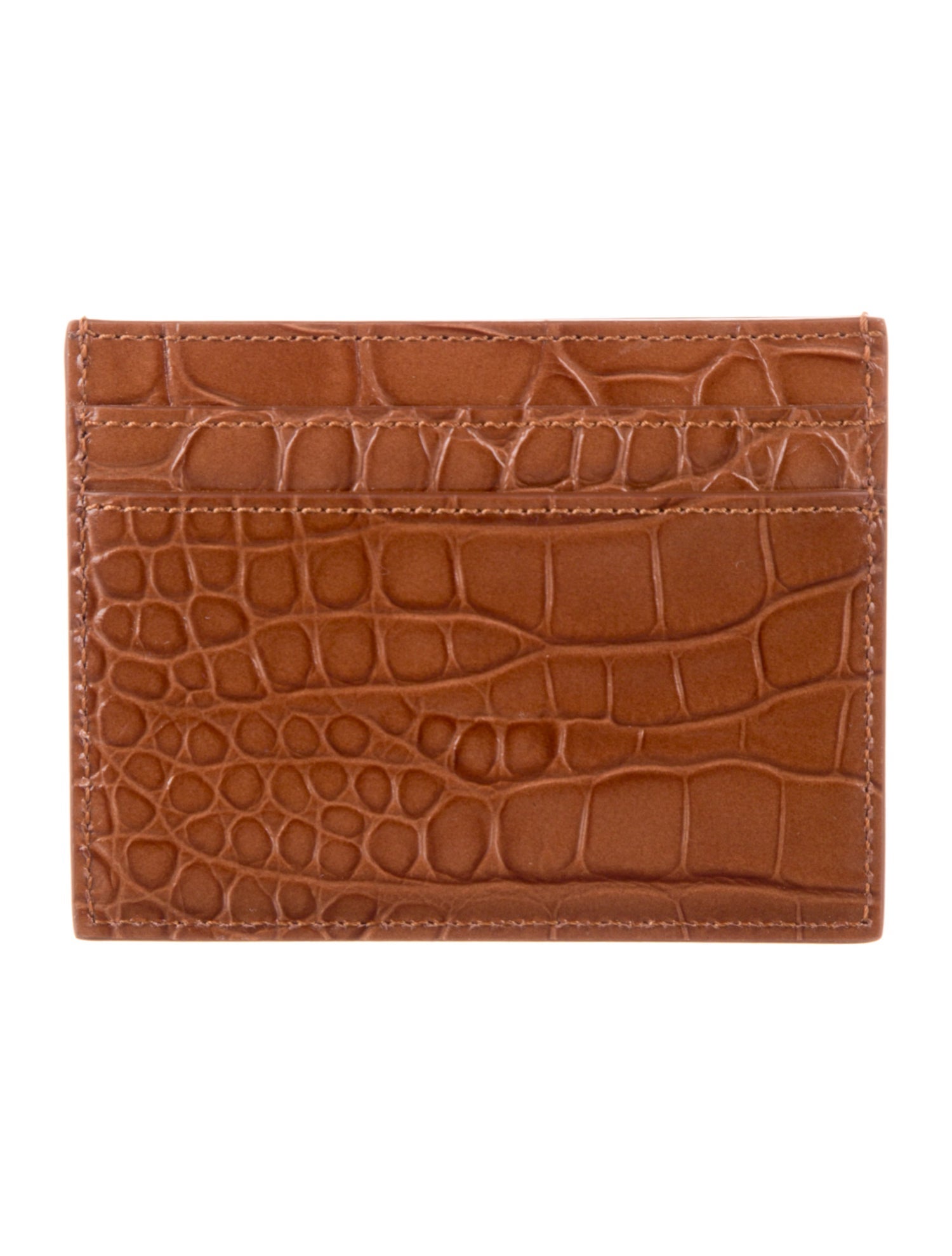 Saint Laurent Crocodile-Embossed Leather Card Holder