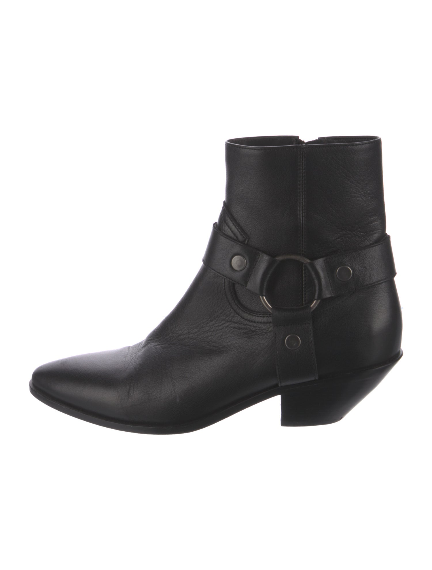 Saint Laurent Leather Studded Accents Moto Boots