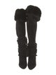 Saint Laurent Suede Tassel Accents Lace-Up Boots