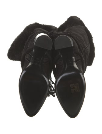 Saint Laurent Suede Tassel Accents Lace-Up Boots