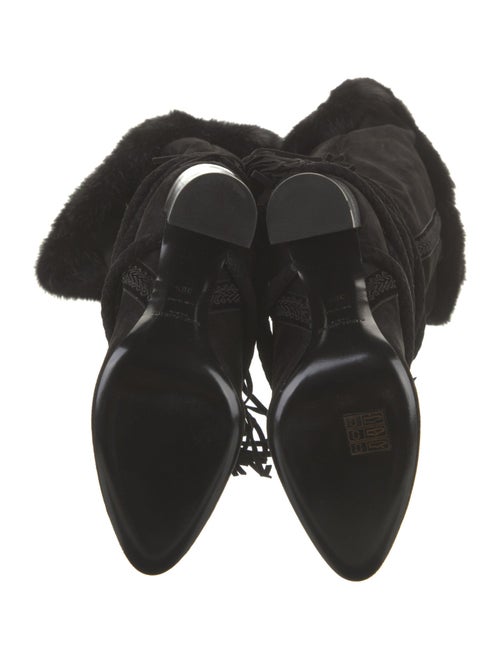 Saint Laurent Suede Tassel Accents Lace-Up Boots