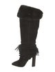 Saint Laurent Suede Tassel Accents Lace-Up Boots