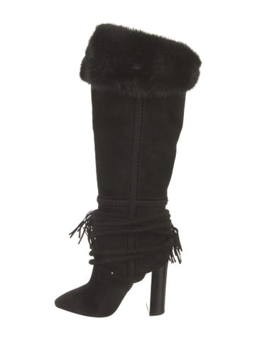 Saint Laurent Boots Suede Tassel Accents Lace-Up Us7.5, It37.5 | 7.5