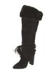 Saint Laurent Suede Tassel Accents Lace-Up Boots