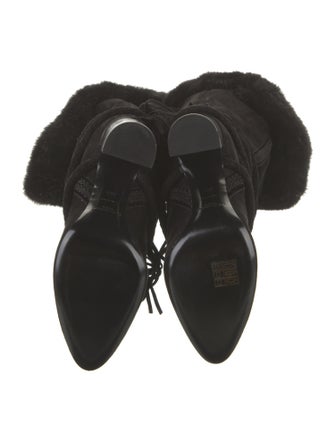 Saint Laurent Suede Tassel Accents Lace-Up Boots