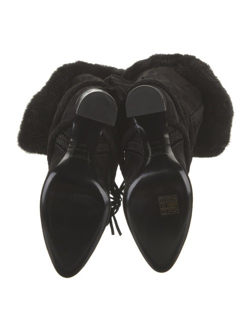 Saint Laurent Suede Tassel Accents Lace-Up Boots