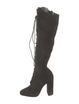 Saint Laurent Suede Lace-Up Boots