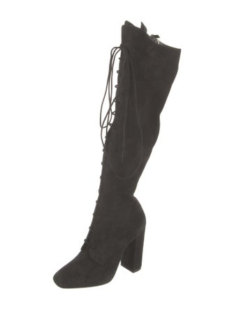 Saint Laurent Suede Lace-Up Boots