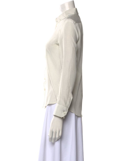 Saint Laurent Polka Dot Print Long Sleeve Button-Up Top