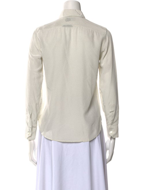 Saint Laurent Polka Dot Print Long Sleeve Button-Up Top