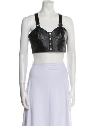 Saint Laurent Square Neckline Sleeveless Crop Top