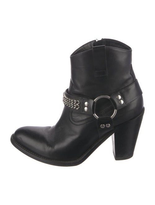 Saint Laurent Leather Chain-Link Accents Western Boots