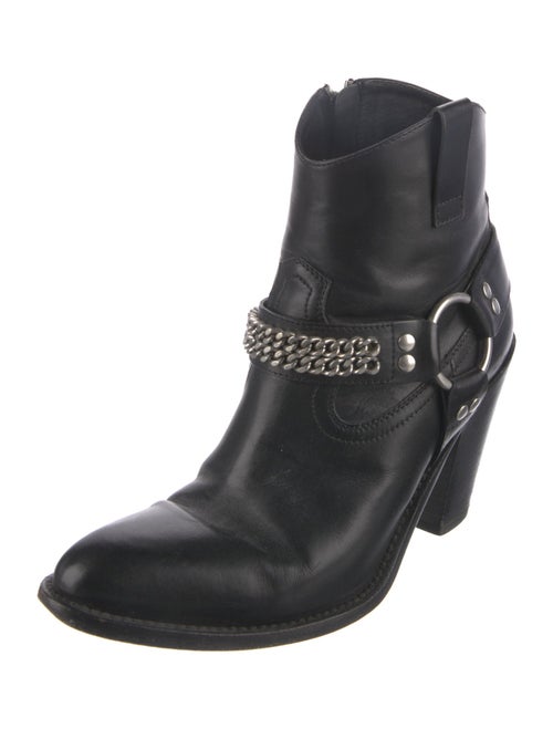 Saint Laurent Leather Chain-Link Accents Western Boots