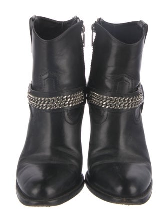 Saint Laurent Leather Chain-Link Accents Western Boots