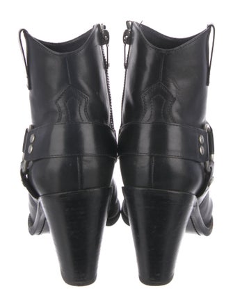 Saint Laurent Leather Chain-Link Accents Western Boots