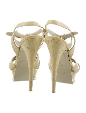 Saint Laurent Leather Animal Print T-Strap Pumps