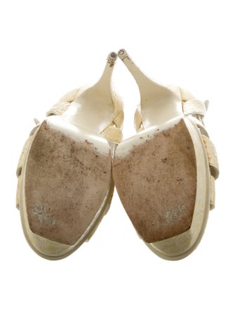 Saint Laurent Leather Animal Print T-Strap Pumps