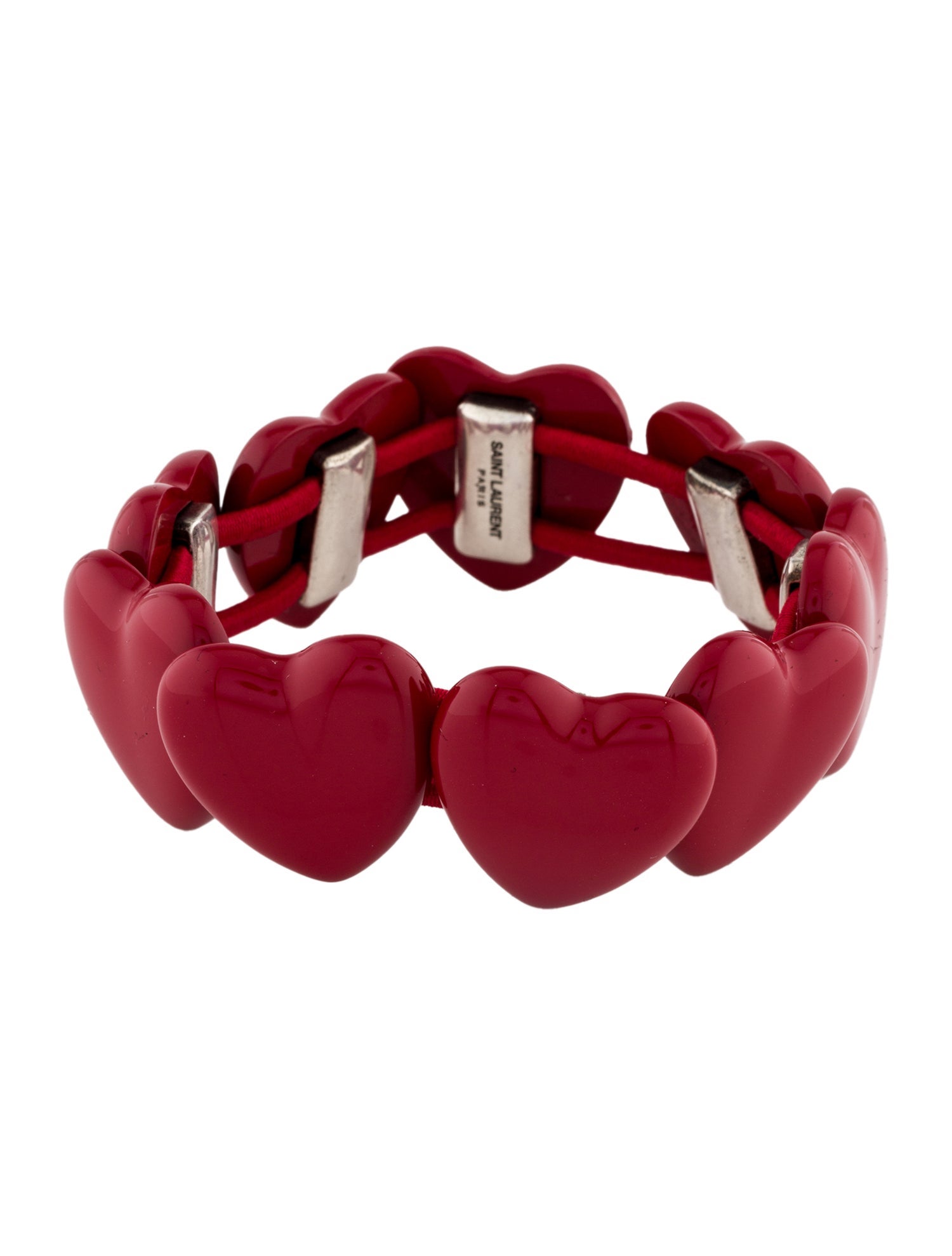 Saint Laurent Enamel Heart Stretch Bracelet