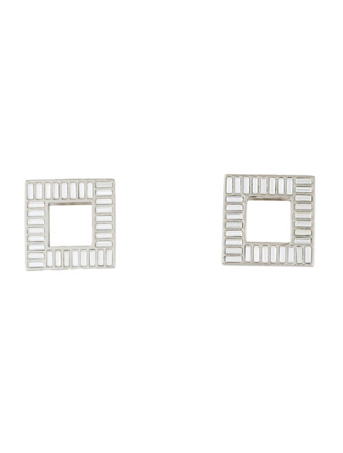 Saint Laurent Square Crystal Embellished Clip-On Earrings