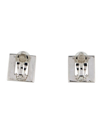 Saint Laurent Square Crystal Embellished Clip-On Earrings