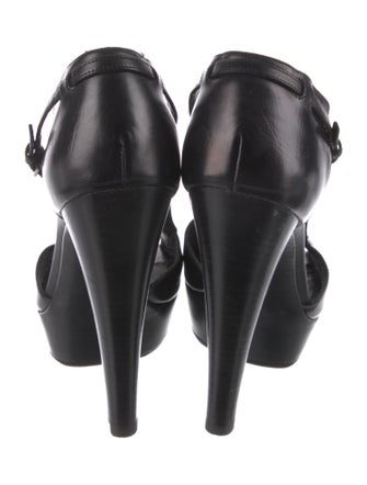 Saint Laurent Leather T-Strap Sandals