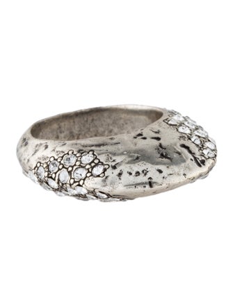 Saint Laurent Crystal Bague Oeuf Arty Band Ring