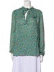 Saint Laurent Floral Print Tie Neck Blouse