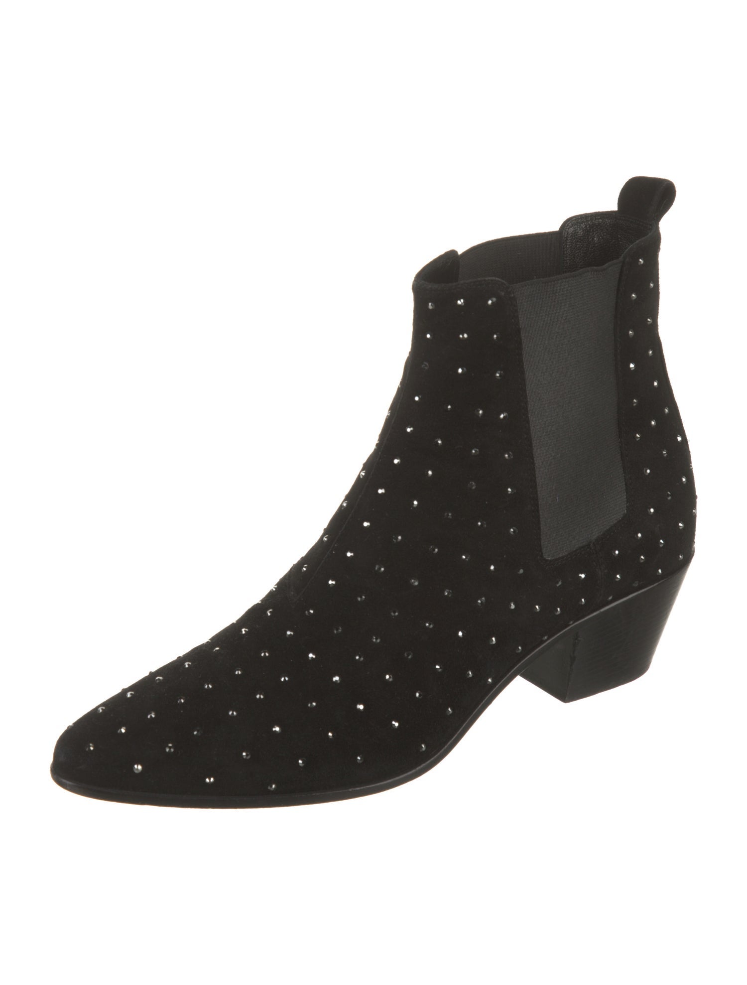 Saint Laurent Suede Crystal Embellishments Chelsea Boots