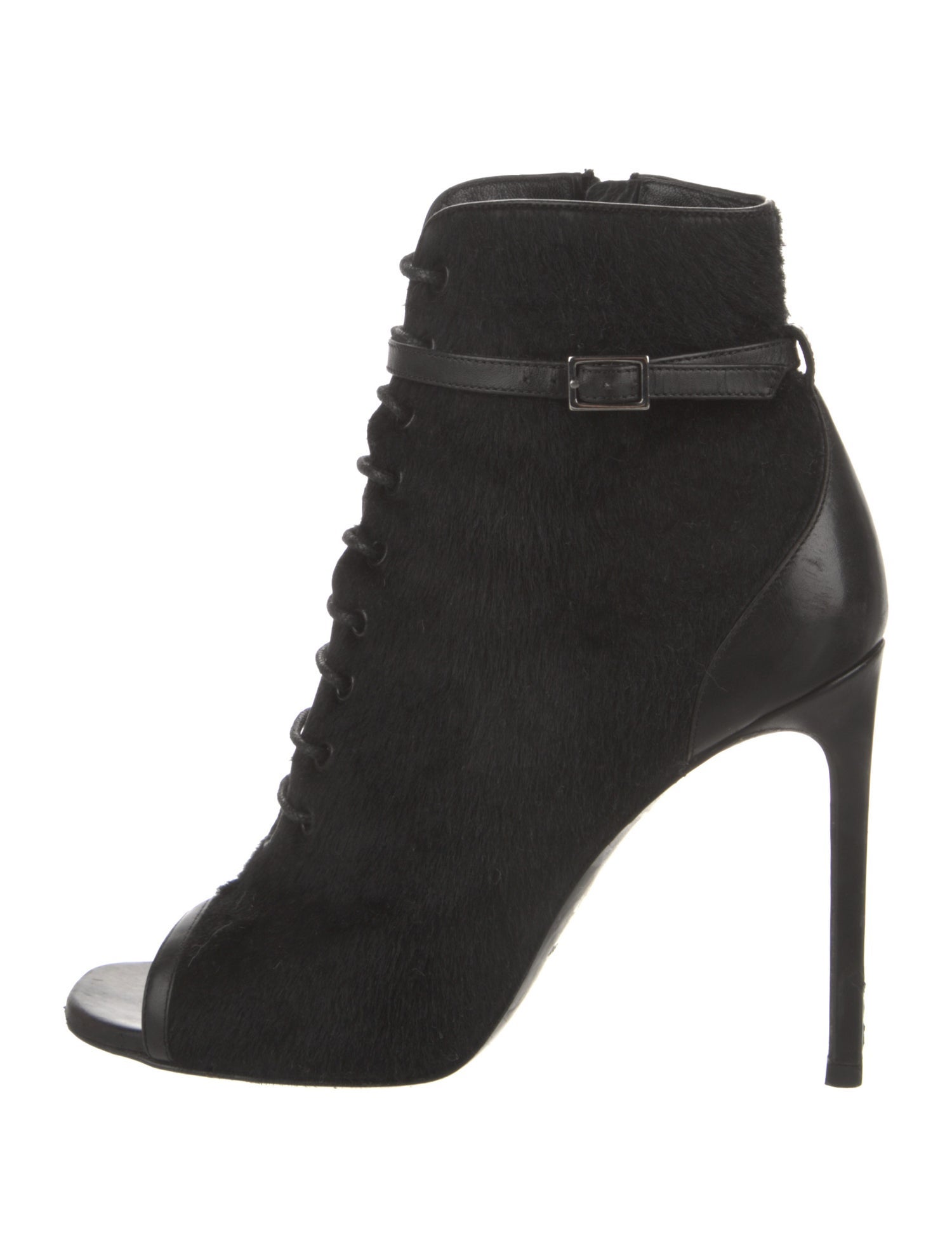 Saint Laurent Suede Leather Trim Embellishment Lace-Up Boots