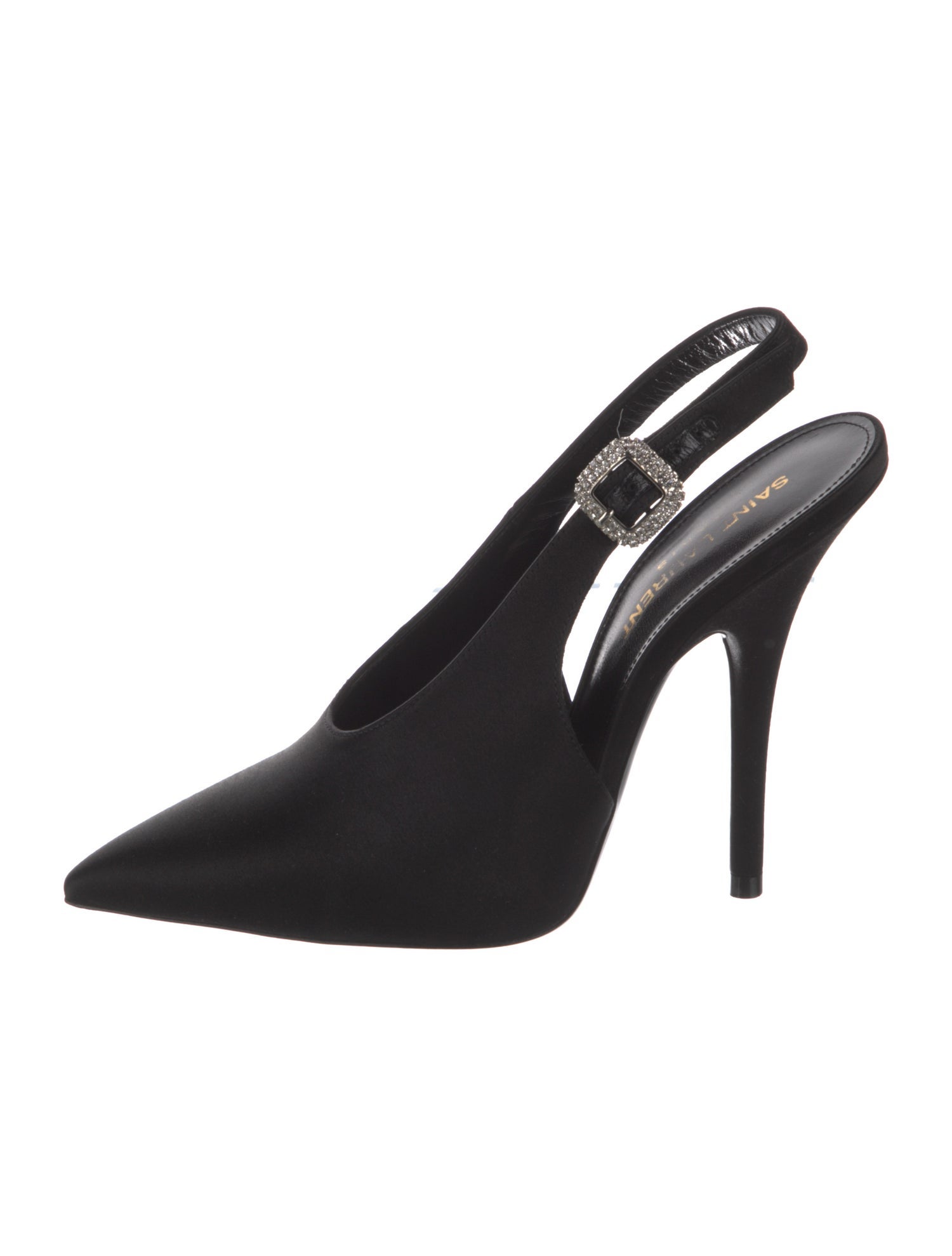 Saint Laurent Satin Crystal Embellishments Slingback Pumps