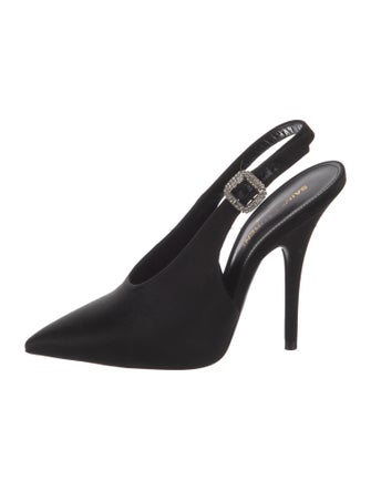 Saint Laurent Satin Crystal Embellishments Slingback Pumps