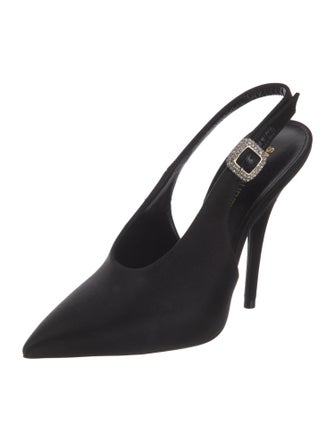 Saint Laurent Satin Crystal Embellishments Slingback Pumps