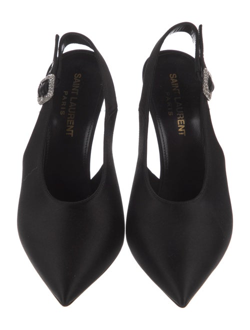 Saint Laurent Satin Crystal Embellishments Slingback Pumps