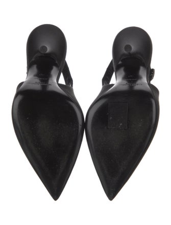 Saint Laurent Satin Crystal Embellishments Slingback Pumps