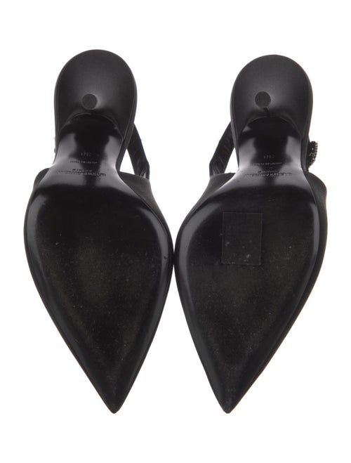 Saint Laurent Satin Crystal Embellishments Slingback Pumps