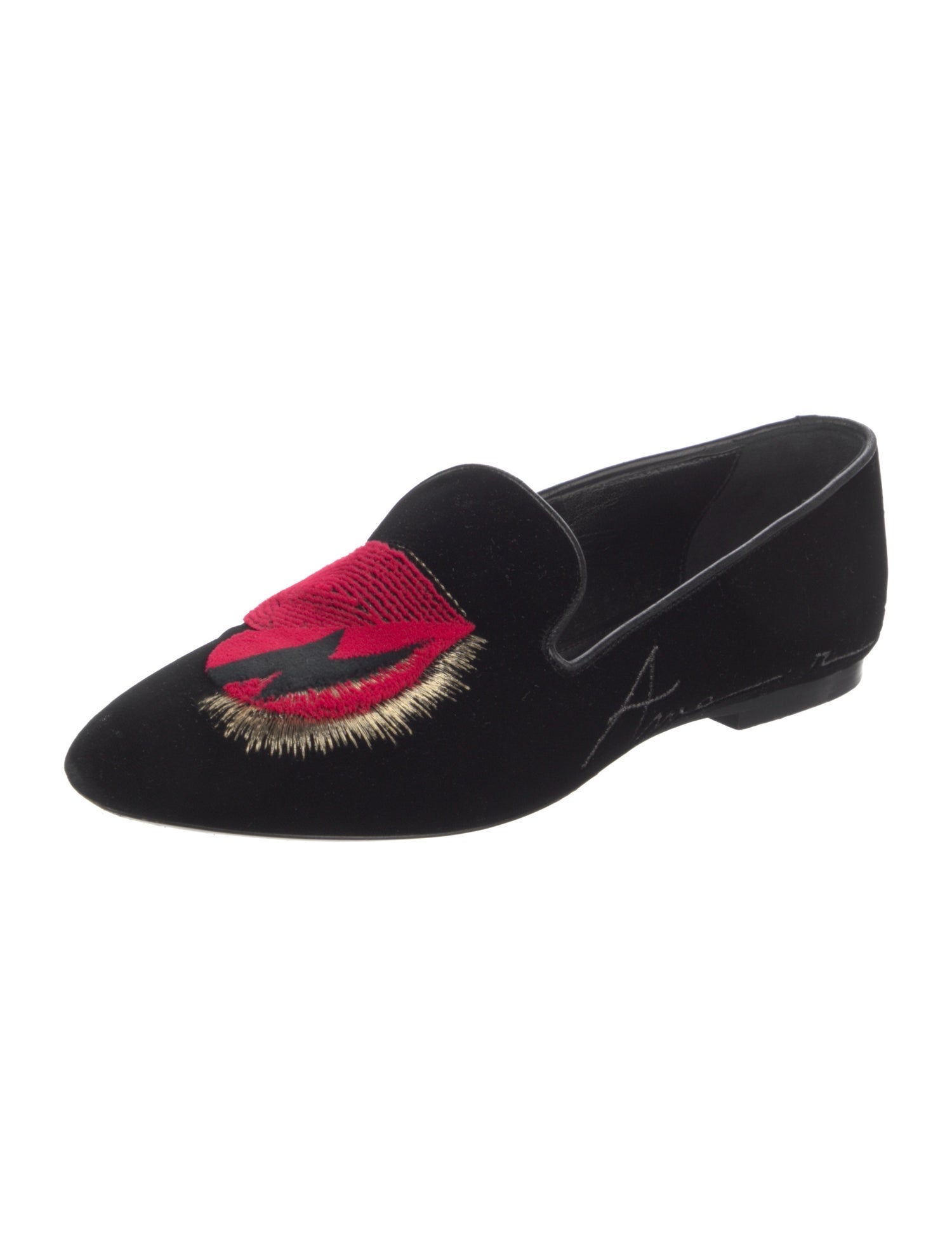 Saint Laurent Velvet Graphic Print Loafers