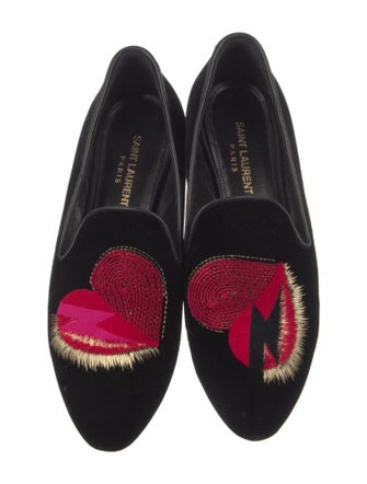 Saint Laurent Velvet Graphic Print Loafers